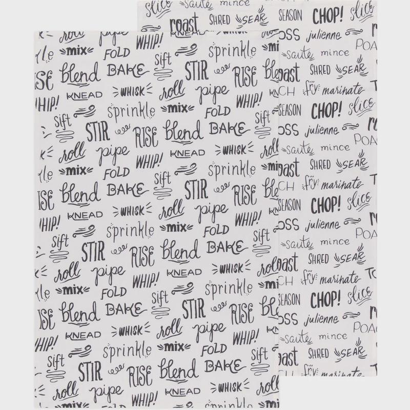Word Print Dishtowels Set of 2