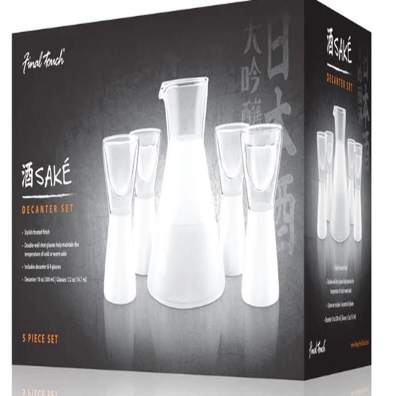 5 Piece Frosted Sake Decanter Set