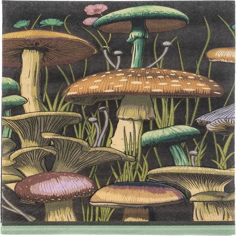 Dinner Size Paper Napkins, Mushrooms