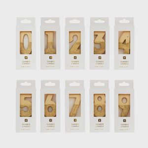 Gold Glitter Number Candles | 0-9