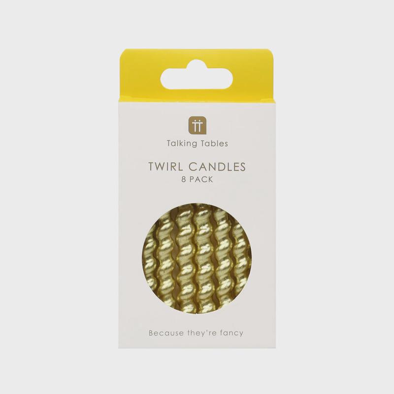 Gold Twirl Birthday Candles, 8-Pack