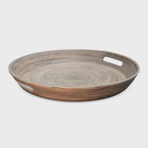 Lexa Black Bamboo Serving Tray with Handles, 16"