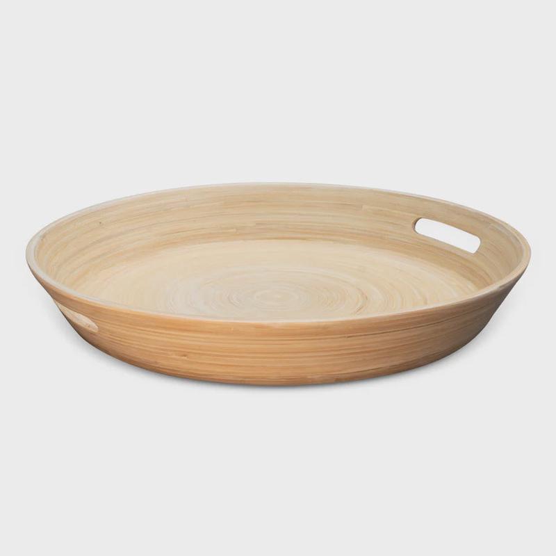 Lexa Natural Bamboo Serving Tray with Handles, 16"