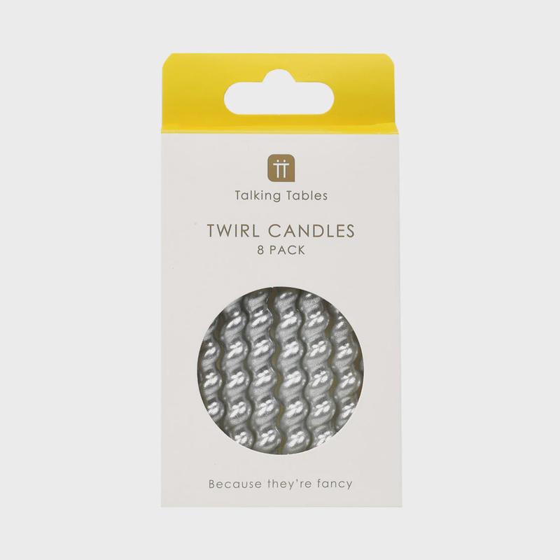 Luxe Silver Twirl Candles, 8-Pack