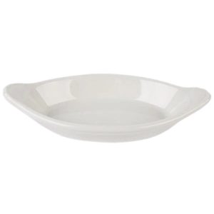 Oval Earred Au Gratin Dish, American White