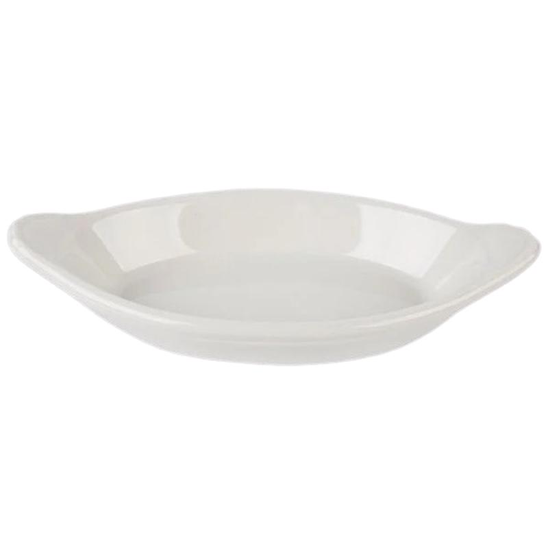 Oval Earred Au Gratin Dish, American White