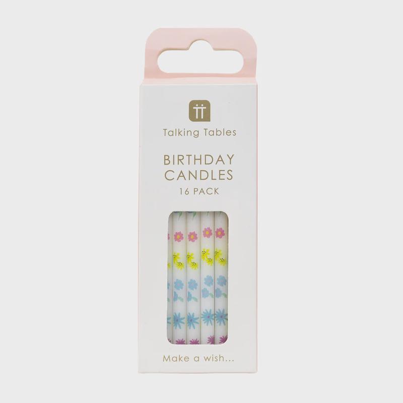 Pastel Floral Birthday Candles, 16-Pack