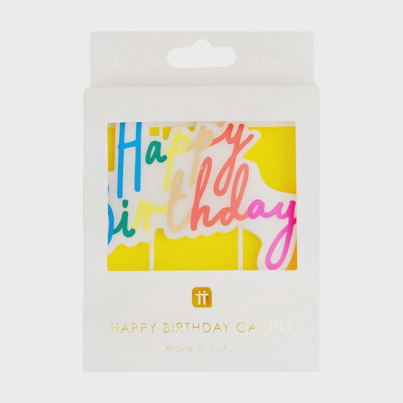 Rainbow Brights Large "Happy Birthday" Candle