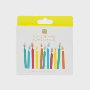Rainbow Candles with Coloured Flames, 12-Pack