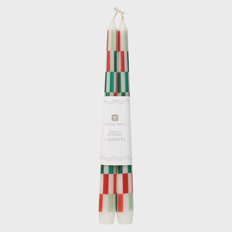 Red + Green Check Dinner Candles | 2-Pack