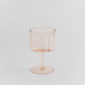 Scalloped Rim Fluted Wine Glass, 12oz, Amber