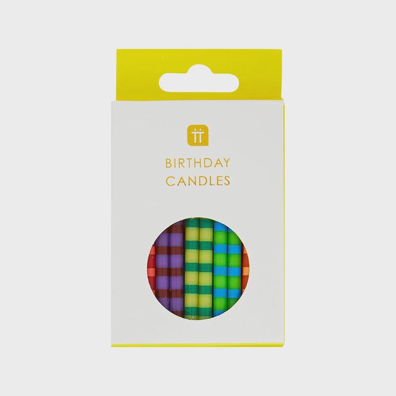 Striped Multi-Colour Candles, 24-Pack