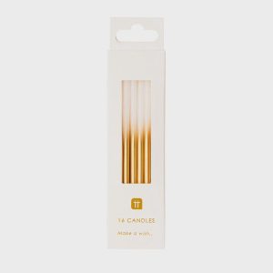White + Gold Ombre Candles, 16-Pack