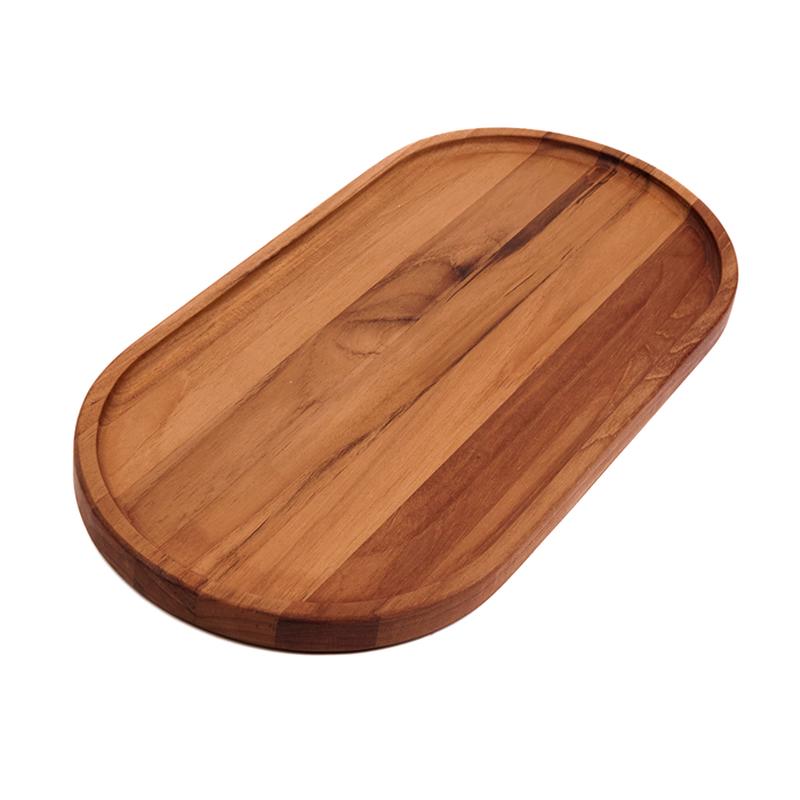 Teak Oval Serving Tray, 16x8"