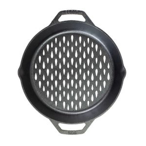 12 Inch Seasoned Cast Iron Dual Handle Grilling Basket