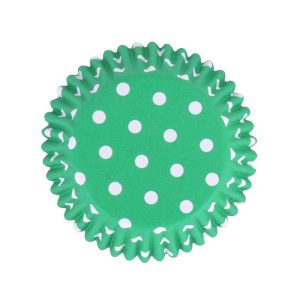 Cupcake Cases // Green Polka Dots Pk/30