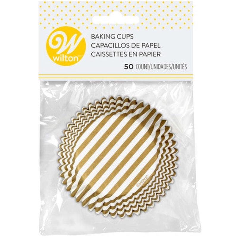 Baking Cups Gold Stripe Metallic, 50 Ct