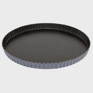 Exopan Steel 11 3/4" x 1" Fluted Non-Stick Tart / Quiche Pan with Removable Bottom