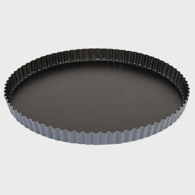 Exopan Steel 11 3/4" x 1" Fluted Non-Stick Tart / Quiche Pan with Removable Bottom
