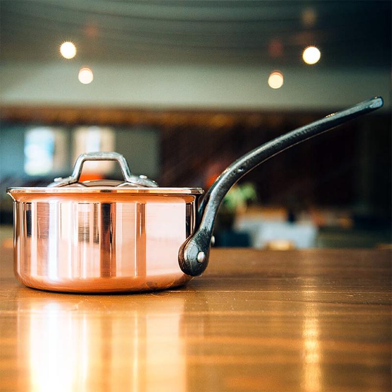 Copper Saucepan with Lid, 3.75 Quarts