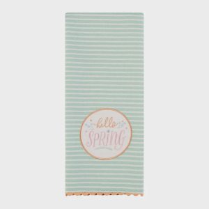 Hello Spring Embellished Dishtowel
