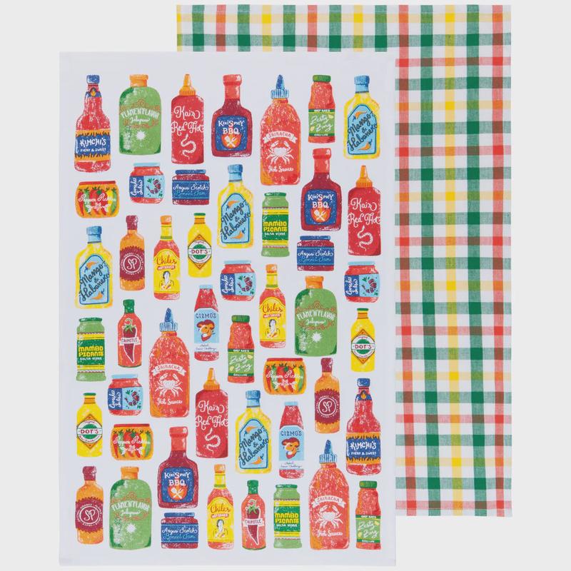 Hot Sauce Printed Dishtowels | Set of 2