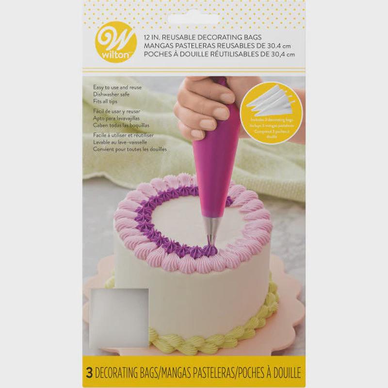 12-Inch Reusable Piping Bags for Cake Decorating, 3-Count