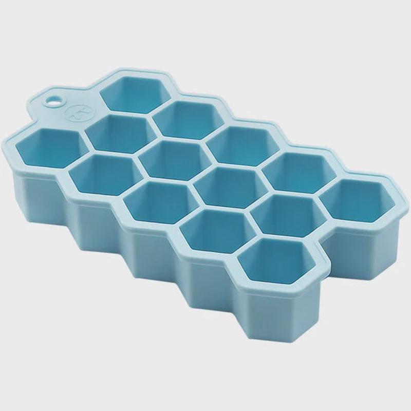 Blue Silicone 14 Compartment Hexagon Ice Mold