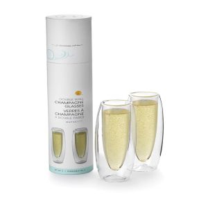Double Wall Stemless Champagne Flutes, Set of 2