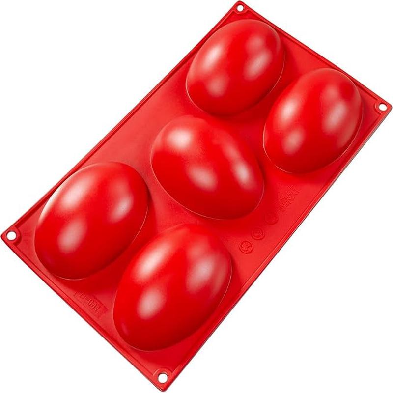 Red Silicone Mold, 5-Cavity Half Egg