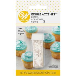 Silver Hearts Edible Accents