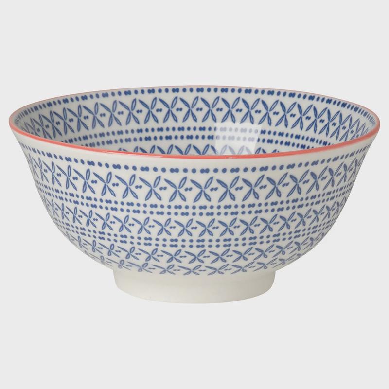 Blue Cross Stamped Bowl 6"
