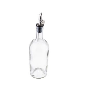 Clear Glass Bottle with Weighted Pourer, 17.5 oz