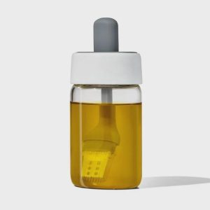 Glass Oil Bottle and Silicone Brush Set