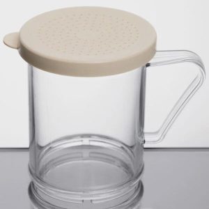 Polycarbonate Shaker with Beige Lid for Salt and Ground Pepper, 10oz