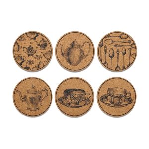 Set of 6 Tea Party Cork Coasters