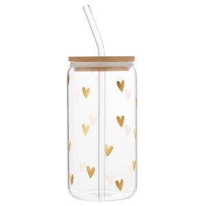 16oz Glass Tumbler | Hearts