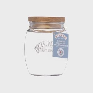 Acacia Lid Glass Jar, 0.85 Litres