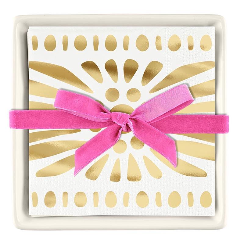 Ceramic Napkin Tray + Napkins | Moroccan Border