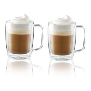 Double Wall Latte Glass Mug Set | 2-Piece, 15oz
