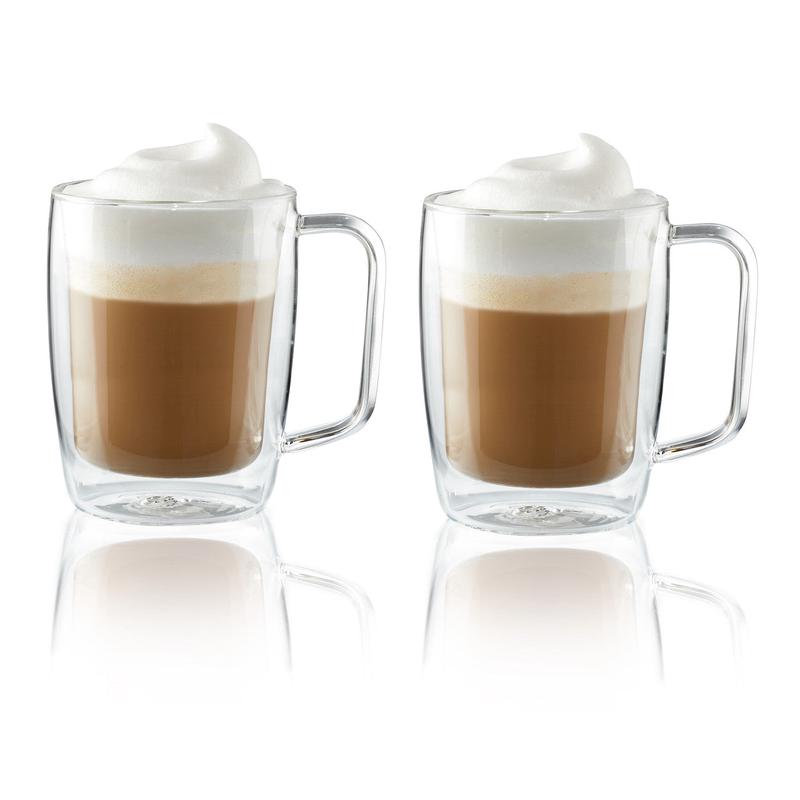 Double Wall Latte Glass Mug Set | 2-Piece, 15oz