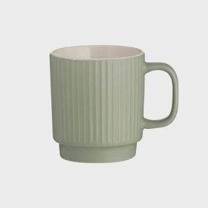 Embossed Line Green Mug, 12oz