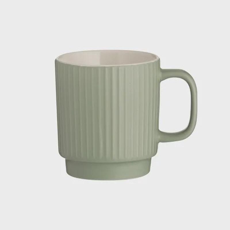 Embossed Line Green Mug, 12oz