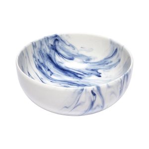 Ink Blue Marbled Porcelain Bowl, 12.5cm