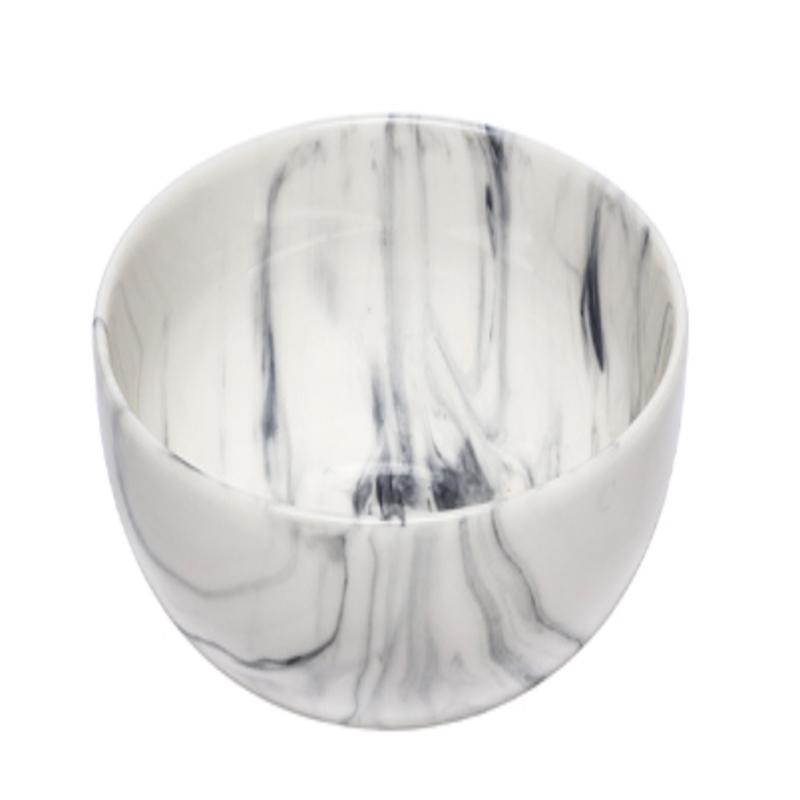 Ink Gray Marbled Porcelain Bowl, 12.5cm