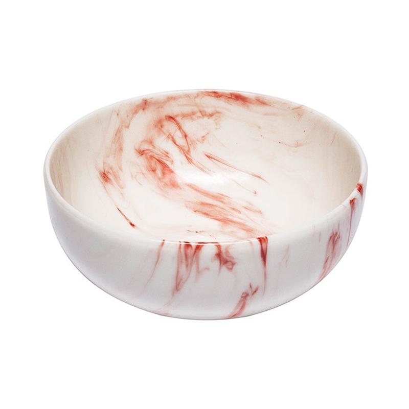 Ink Red Marbled Porcelain Bowl, 12.5cm