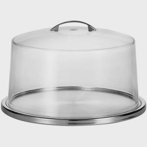 13" Stainless Steel Cake Plate with Plastic Cover