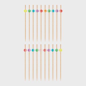 20 Pc Wooden Cocktail Picks & Colored Ball
