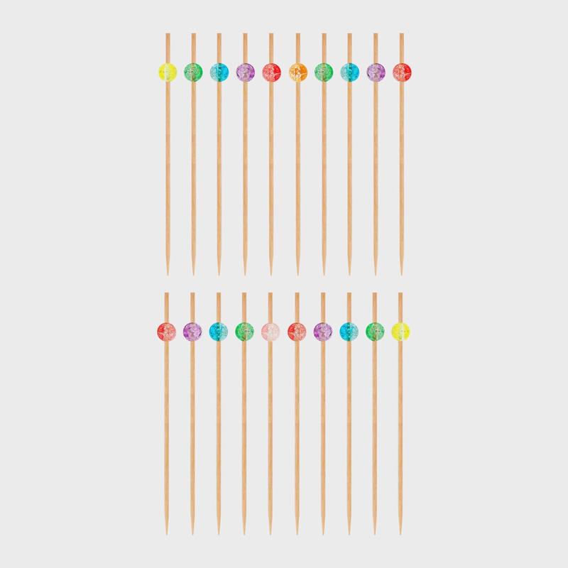 20 Pc Wooden Cocktail Picks & Colored Ball