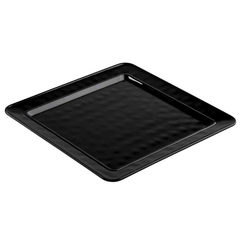 Ridge Collection Medium Square Serving Platter, Black